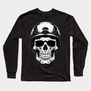 Skull with Helmet Long Sleeve T-Shirt